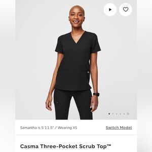 Figs Casma Scrub Top Black XS